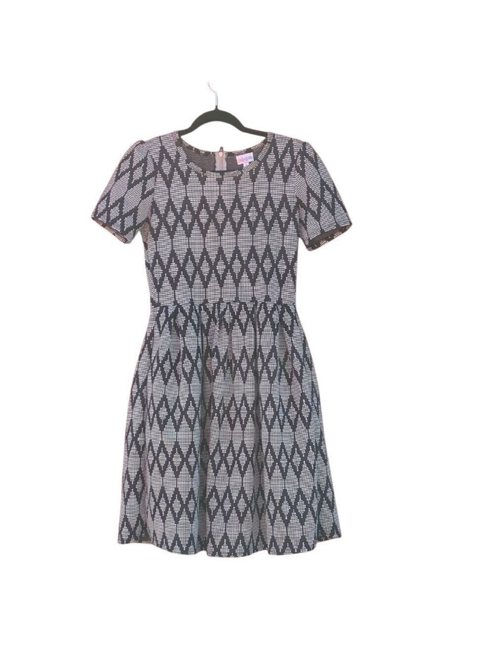 LuLaRoe Black and White Fit and Flare Midi Dress